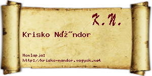 Krisko Nándor névjegykártya